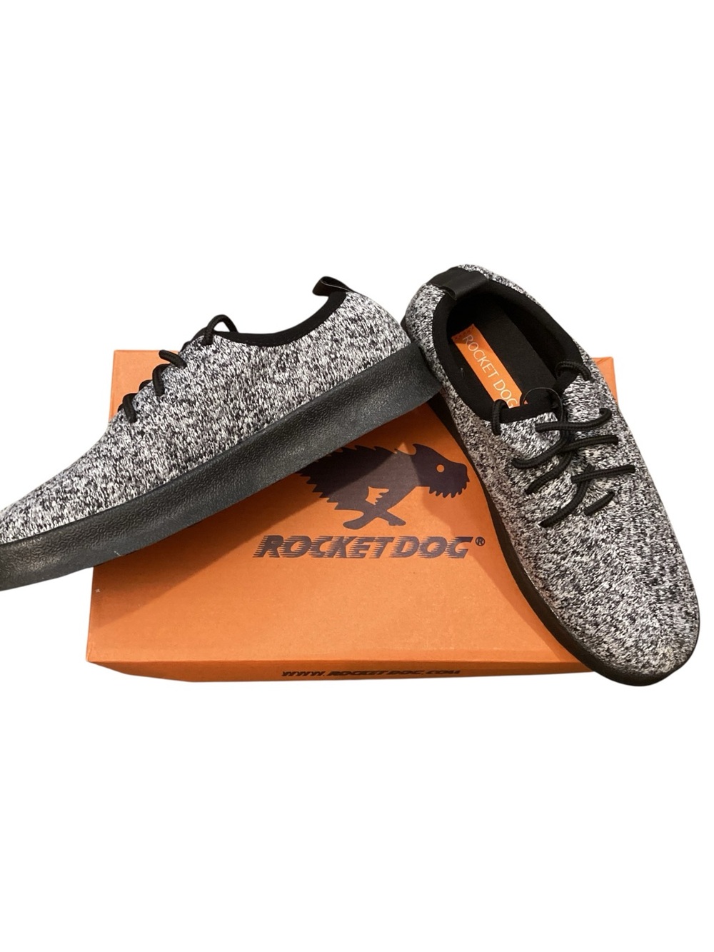 Rocket Dog Gummy Sole Troop‎ Fabric Lace Up Knit Sneakers Grey Black NEW Size 7